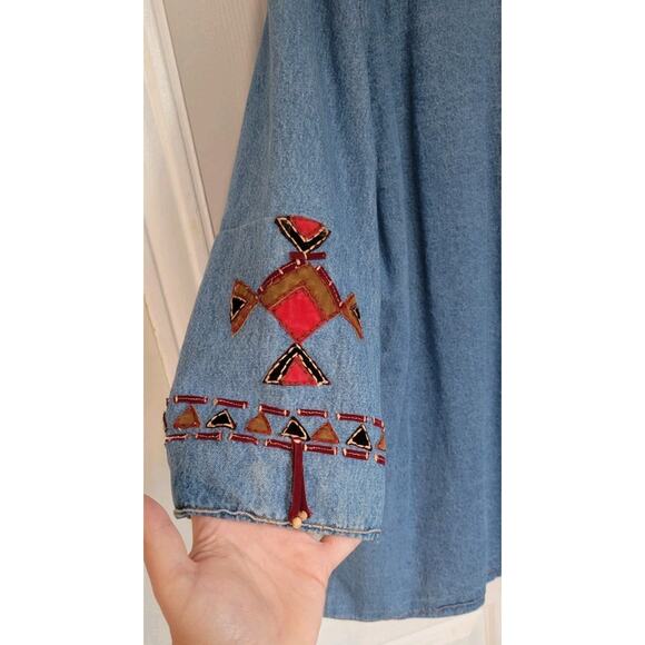 Parsley and Sage Women’s Jacket 2XL Denim Boho Western Embroidered Artsy Art - Picture 7 of 7